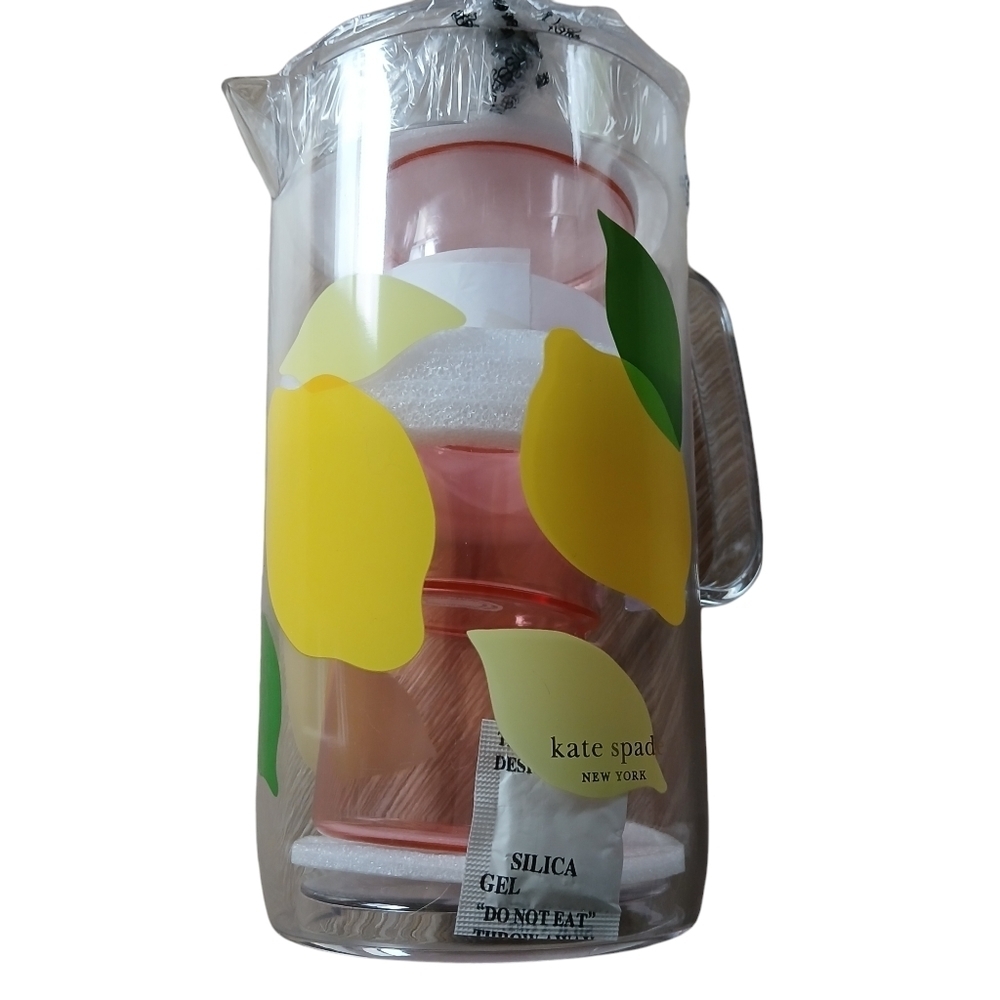 🍋 Kate Spade Let's Make Lemonade! Lemon Water Pitcher w/ 2 Cups Gift Set 🍋